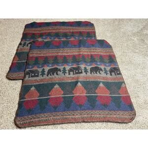Wooded River Pillow Sham Set Of 2 Cabin Bear Southwest Print Red Brown 25 X 27in